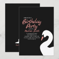 Belle invitation d'anniversaire du cygne blanc