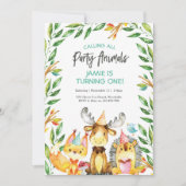 Belle invitation d'anniversaire pour les animaux d (Devant)