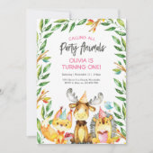 Belle invitation d'anniversaire pour les animaux d (Devant)