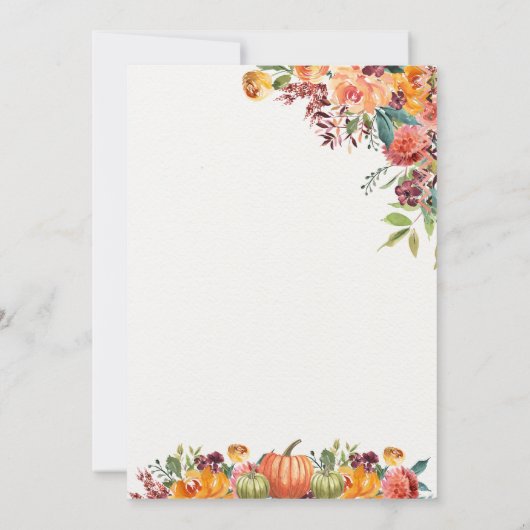 Belle invitation de baby shower d'automne, (Dos)