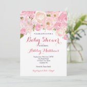 Belle Invitation de Baby shower rose, Baby (Debout devant)