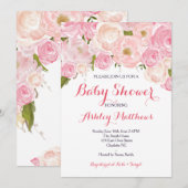 Belle Invitation de Baby shower rose, Baby (Devant / Derrière)