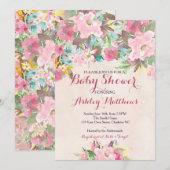 Belle Invitation de Baby shower rose, Baby (Devant / Derrière)