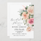 Belle invitation de douche nuptiale avec Roses (Devant / Derrière)