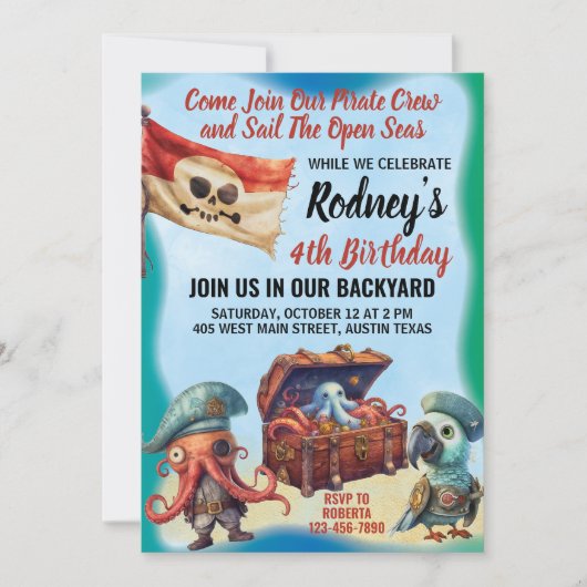 Belle invitation de fête d'anniversaire à thème pi (Devant)