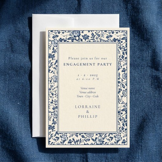 Belle invitation de fête de fiançailles florale de