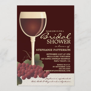 Belle invitation de Fête de la mariée de vin et de