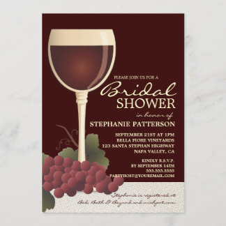 Belle invitation de Fête de la mariée de vin et de