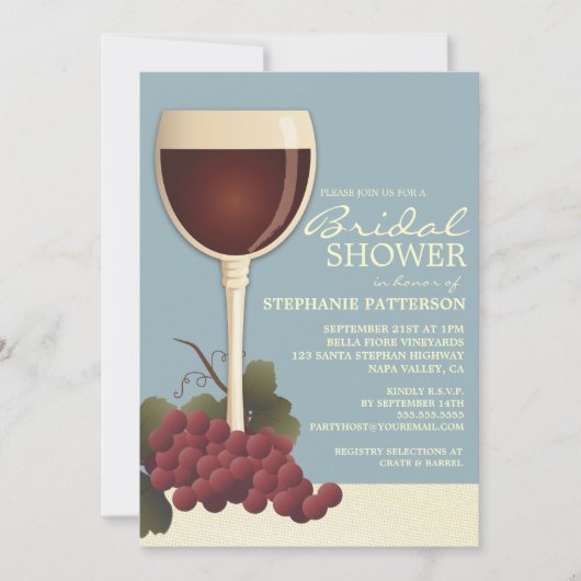 Belle invitation de Fête de la mariée de vin et de (Devant)