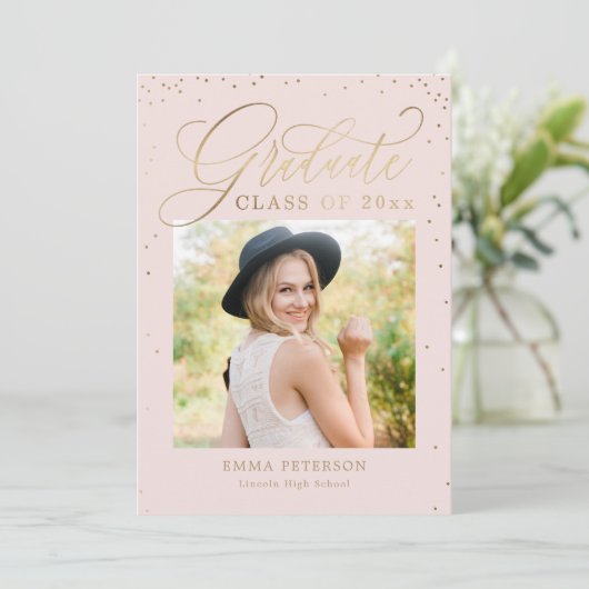 Belle invitation de graduation de couleur ÉDITABLE (Debout devant)