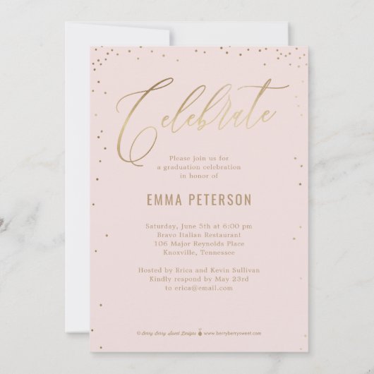 Belle invitation de graduation de couleur ÉDITABLE (Dos)