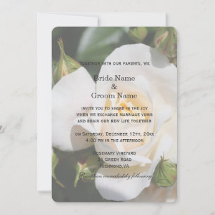 Belle invitation de mariage à fleurs de rose blanc
