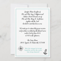 Belle invitation de mariage compas et ancre