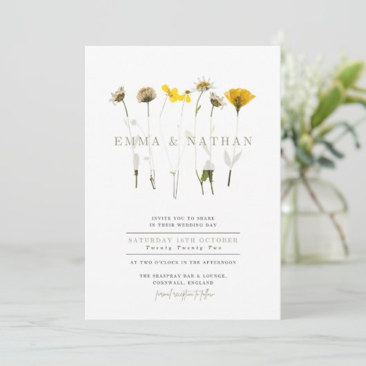 Belle invitation de mariage fleur sauvage (Debout devant)