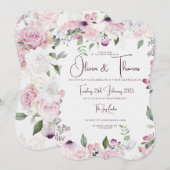 Belle invitation de mariage floral (Devant / Derrière)