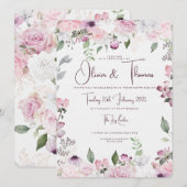 Belle invitation de mariage floral (Devant / Derrière)