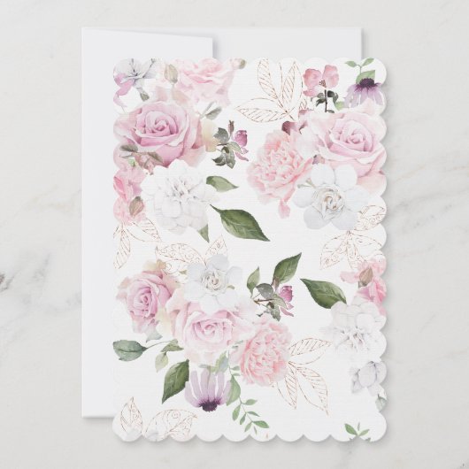 Belle invitation de mariage floral (Dos)