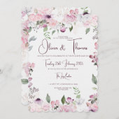 Belle invitation de mariage floral (Devant / Derrière)