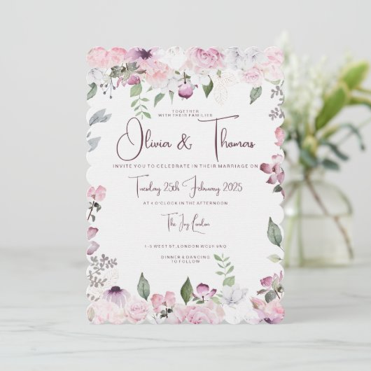 Belle invitation de mariage floral (Debout devant)