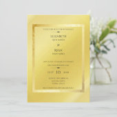 Belle invitation de mariage moderne à feuille d'or (Debout devant)