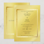 Belle invitation de mariage moderne à feuille d'or (Devant / Derrière)