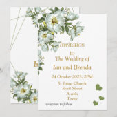 Belle invitation de mariage verte et blanche (Devant / Derrière)