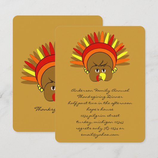 Belle invitation de Thanksgiving (Devant / Derrière)