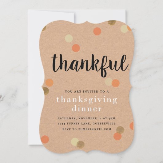 Belle invitation de Thanksgiving (Devant)
