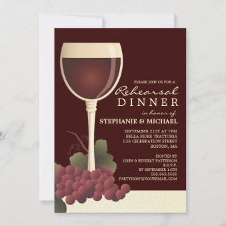 Belle invitation de vin et de dîner de répétition