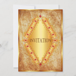 Belle invitation diamant or en marron