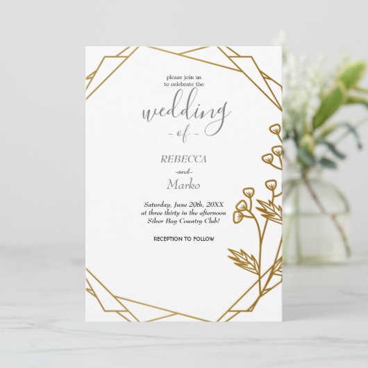 Belle invitation dorée élégante (Debout devant)