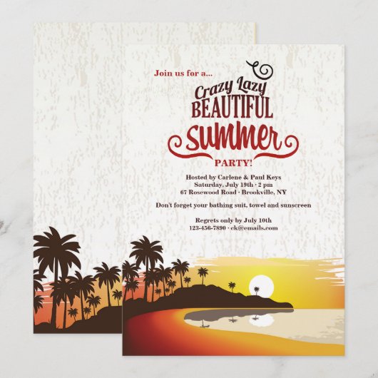 Belle invitation estivale (Devant / Derrière)