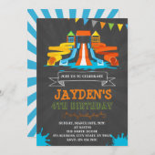 Belle invitation fête d'anniversaire du parc aquat (Devant / Derrière)