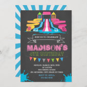 Belle invitation fête d'anniversaire du parc aquat (Devant / Derrière)