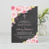 Belle Invitation Florale Baptême, Bébé (Debout devant)