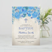 Belle Invitation Florale Baptême, Bébé (Debout devant)