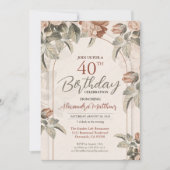 Belle invitation florale Boho pour 40e anniversair (Devant)
