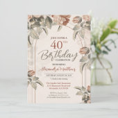 Belle invitation florale Boho pour 40e anniversair (Debout devant)