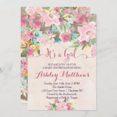 Belle invitation florale de baby shower, bébé (Devant / Derrière)