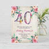 belle invitation florale de quarantième (Debout devant)