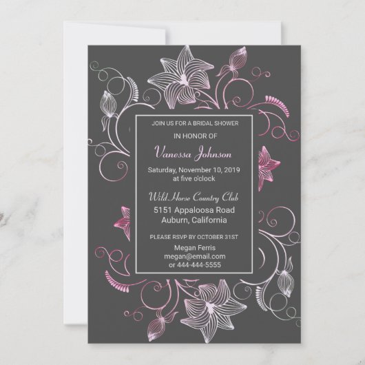 Belle Invitation Florale Douche nuptiale (Devant)