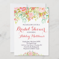 Belle Invitation Florale Douche nuptiale, Bébé