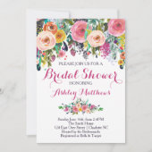 Belle Invitation Florale Douche nuptiale, Bébé (Devant)