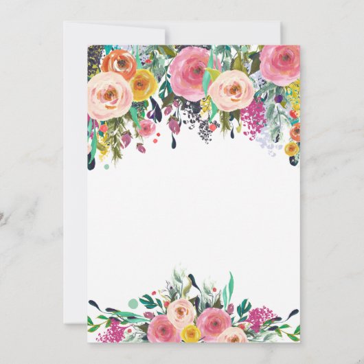 Belle Invitation Florale Douche nuptiale, Bébé (Dos)