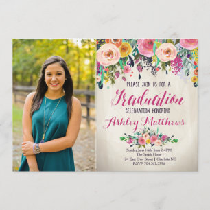 Belle Invitation Florale Graduation,
