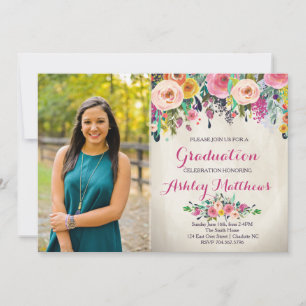 Belle Invitation Florale Graduation,