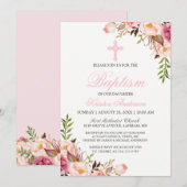 Belle Invitation Florale rose Chic (Devant / Derrière)