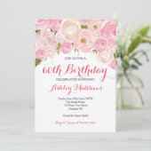 Belle invitation florale rose d'anniversaire de (Debout devant)