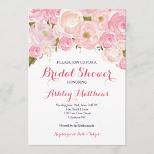 Belle invitation florale rose de baby shower, bébé