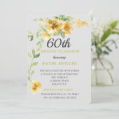 Belle Invitation Jaune/Gris Florale Anniversaire (Debout devant)